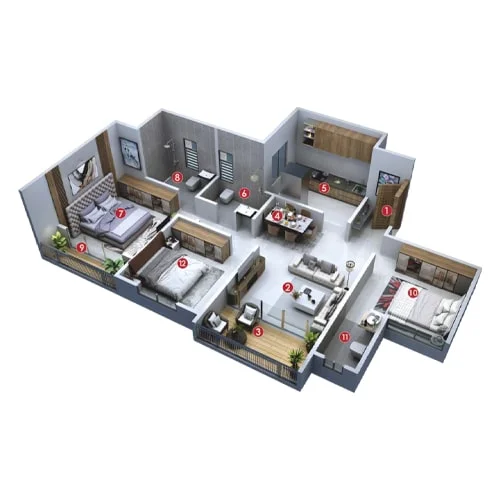 Infini Jagtap City Charholi 3 BHK Floor Plan Image